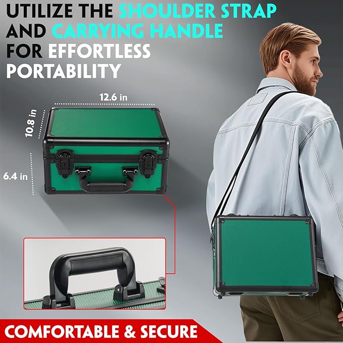 Graded Card Storage Box, Trading Cards Slab Carrying Case, 3 Row Green Hard Sports Cards Holder Boxes with 6 Dividers Fits for PSA BGS SGC Top Loaders Collection - Image 2