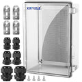 Waterproof Outdoor Project ABS Plastic Junction Box IP67 Weatherproof Dustproof Enclosure with Hinged Cover, Mounting Plate,Wall Brackets for Power Project (Clear,13.8"x9.8"x5.9") by XINYIELE