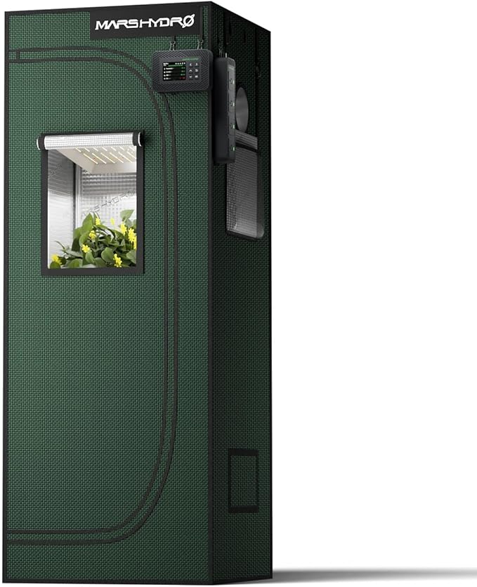 MARS HYDRO 2x2x5 Grow Tent Pro, 24"x24"x63" 2000D Thickened Polyester Canvas & High Reflective Mylar, Larger Observation Window, Controller & Socket Hanger,for TS600/FC1500/TS1000 Indoor Plant Growing by MARSHYDRO