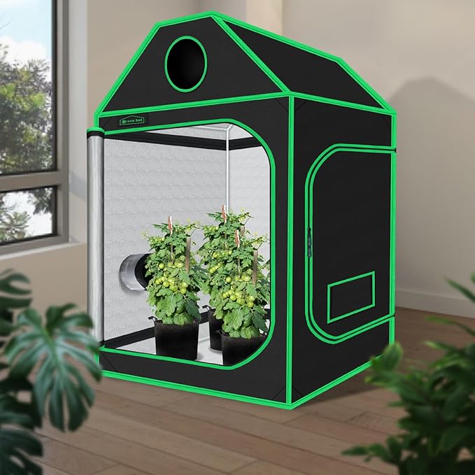 4x4 Grow Tent, 48"x48"x72" Roof Cube Plant Grow Tents with Observation Window and Floor Tray for Indoor Plant Growing Seedling - Image 2