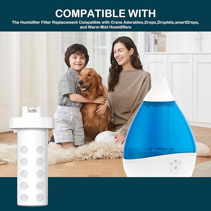 Humidifier Demineralization Filter Cartridge Replacement Compatible with Crane Teardrop Humidifiers, Adorables, Drops, Droplets, SmartDrops, and Warm Mist Humidifiers, 4 Pack - Image 2
