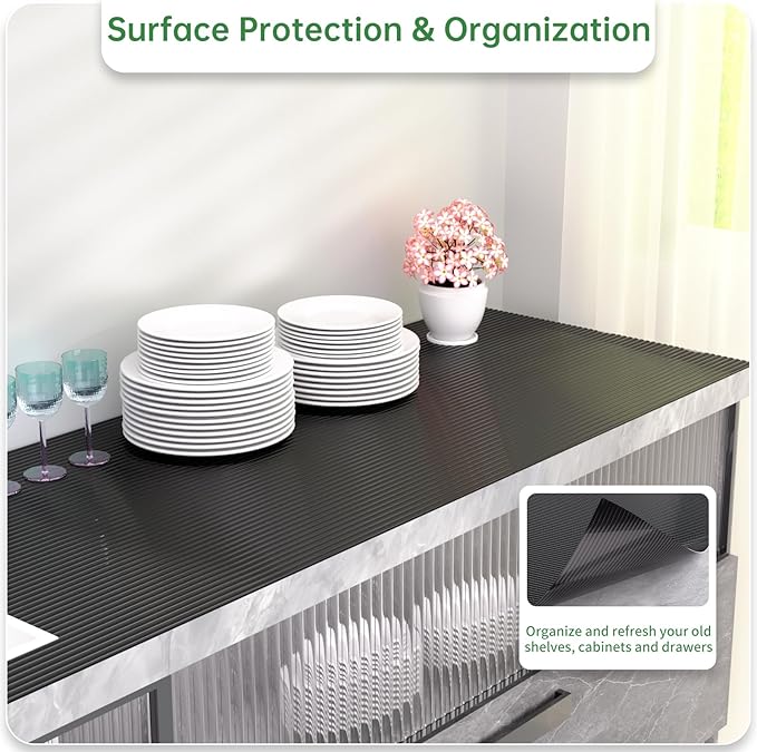Shelf and Drawer Liner for Kitchen Cabinet, Non-Adhesive 12in x 360in Waterproof Durable Thickened EVA Material Easy-to-Cut Contact Paper Non Slip Mat for Refrigerator, Cupboard, Dresser - Image 5