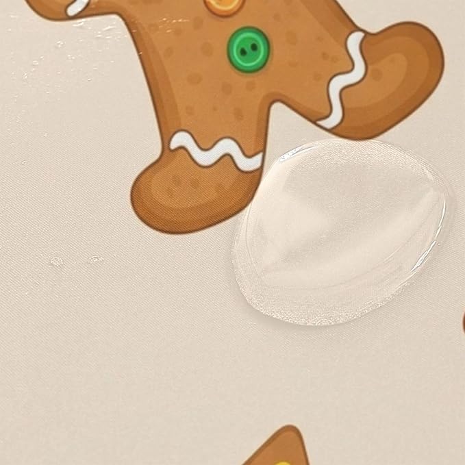 Christmas Gingerbread Beige Shower Curtain Liner 72×72 inch for Bathroom Curtain Anti Mold Shower Curtain with Hooks Bathroom Accessories - Image 4