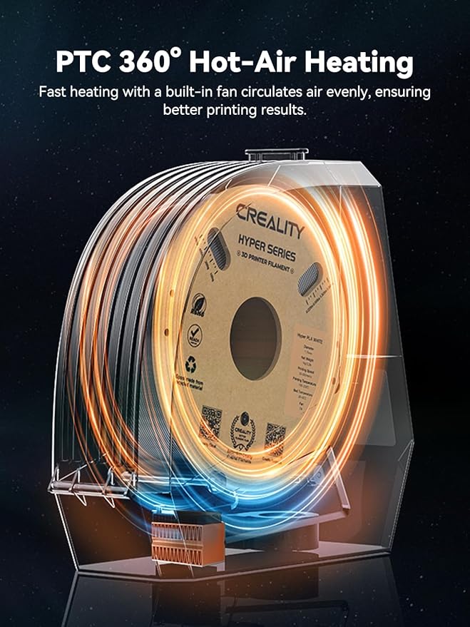 Creality Space Pi Filament Dryer, Filament Storage Box, Upgraded Double 360° Heating Drying with Fan&Touch Screen, 3D Printer Filament Spool Holder, Dehydrator 1.75/2.85/3mm PLA PETG ABS TPU Nylon - Image 4