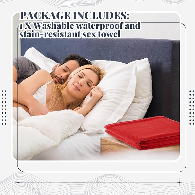 1 Pcs Couples Waterproof Mat Lover Reusable Stainproof Blanket Quiet Easy Use Mattress Protector for Adult Multi Functional Bed Sheet Couple Pleasure Comfort (80 x 80 in,Red) - Image 3