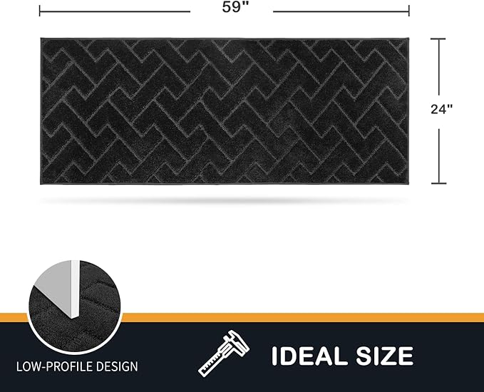 PURRUGS Dirt Trapping Door Mat 24" x 59", Non-Slip Machine Washable Entry Rug, Dog Doormat, Indoor Front Door Mat, Super Absorbent Entryway Rug for Muddy Shoes & Paws, Black - Image 2