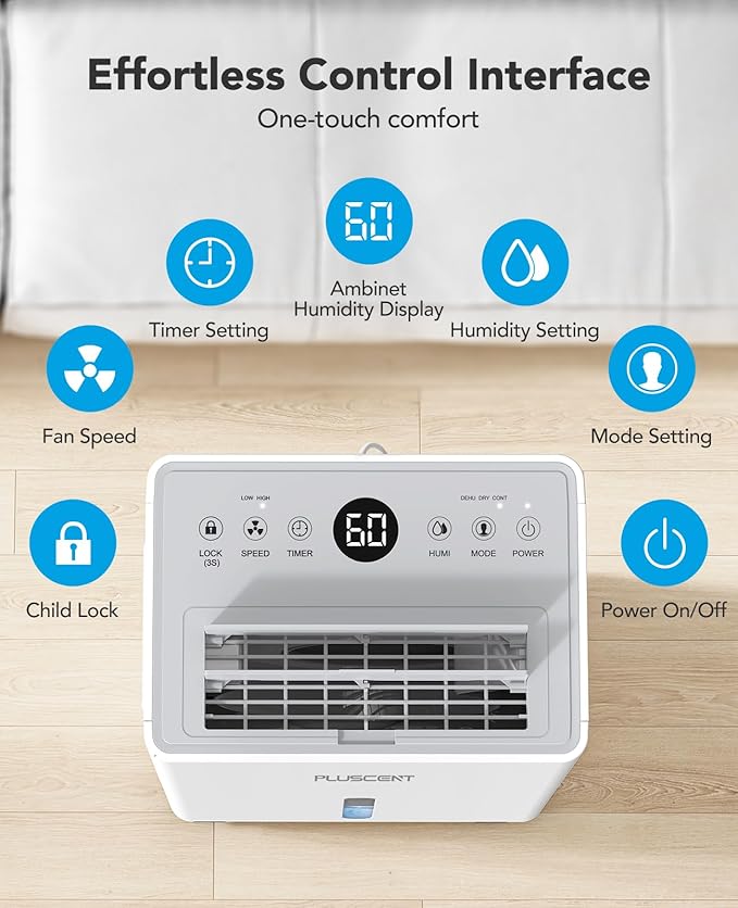 1,500 Sq. Ft Dehumidifier for Basement, 21 Pints Dehumidifiers for Home with Drain Hose, Quiet Operation, Smart Humidity Control, Auto Defrost, 24H Timer, Portable for Bedroom, RV, Bathroom - Image 5