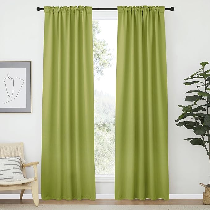 NICETOWN Living Room Darkening Curtains - (Fresh Green Color) W42 x L70, Set of 2, Home Decor Room Darkening Thermal Insulated Drapery Panels for Office/School/Hospital Window - Image 2