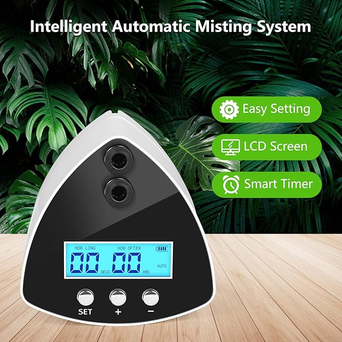 Reptile Misting System | Automatic Humidifier with 2 Nozzles, LCD Screen & Timer for Terrariums - Image 3