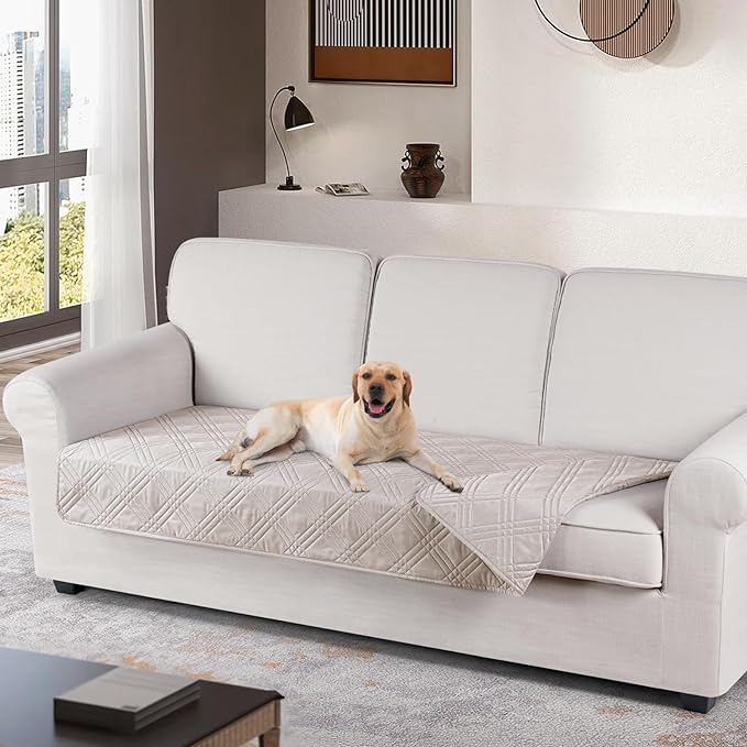 TAOCOCO 100% Waterproof Sofa Cushion Cover Reversible Couch Seat Cover for Dogs Pets Couch Cover for Chaise Sectional Sofa U Shape Sofa Furniture Protector Sofa Slipcover (Cream) by TAOCOCO
