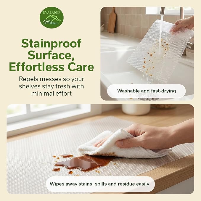 EVALAND Shelf Liners for Kitchen Cabinets Non-Adhesive 15.75" x 33FT Clear Drawer Liner Non Slip, Washable Cabinet Liner, Waterproof Shelf Liners for Cabinets, Refrigerator Bathroom Pantry Cabinet Mat - Image 6