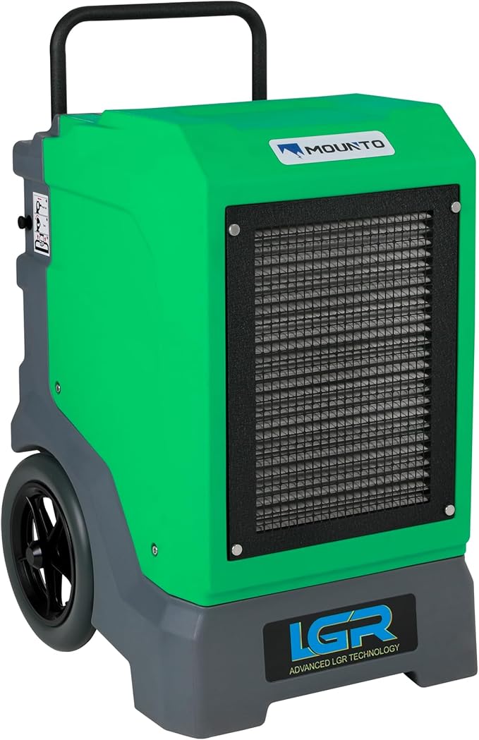 MOUNTO 310 Pints LGR Commercial Dehumidifier with Built-In Pump and Drain Hose – Portable, Heavy-Duty Dehumidifier with Wheels for Basements, Garages, Home, and Job Sites (Green) by MOUNTO
