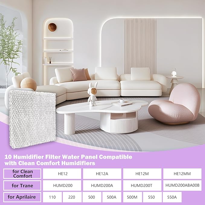 10 Humidifier Filter Water Panel Compatible with Clean Comfort HE12, HE12A, HE12M, HE12MM, 2 Pack Whole House Humidifier Replacement Water Panel - Image 5