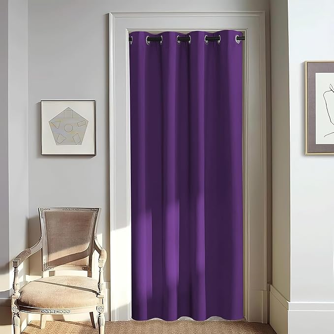 NICETOWN Door Curtain for Closet Doors 80 Inches Long 1 Panel, Blackout Doorway Curtain for Open Closet Bedroom, Room Divider Living Room for Privacy (Royal Purple, 1 Panel, 46W x 80L) by NICETOWN