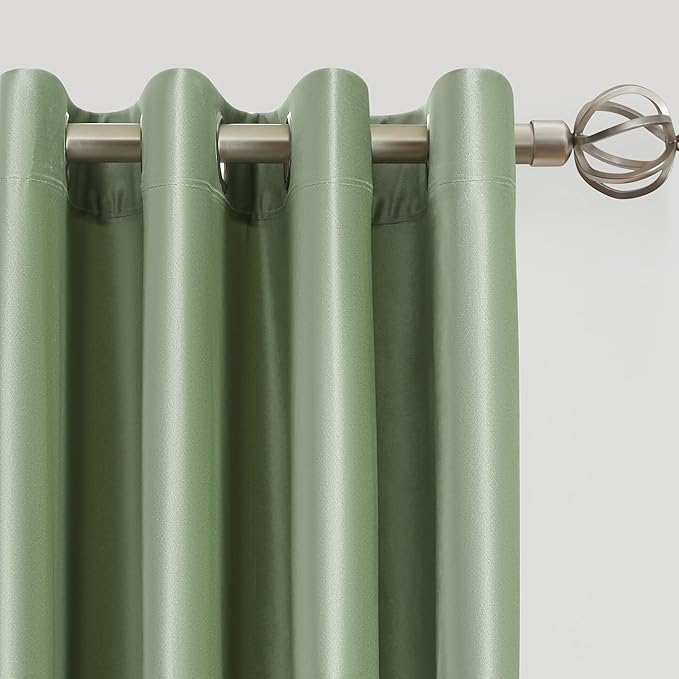 BULBUL Sage Green Velvet Curtains 84 inches Luxury Elegant Living Room Curtain Modern Light Filtering Thermal Insulated Soundproof Privacy Room Darkening Drapes for Classical Bedroom Set of 2 - Image 2