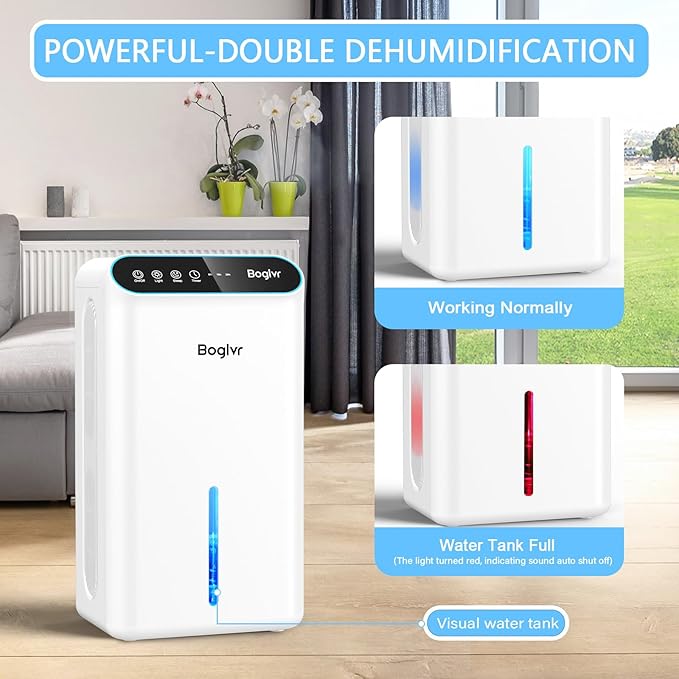 Dehumidifiers, Dehumidifier for Home (85 OZ, 800 sq.ft) Quiet Small Dehumidifier for Bedroom Bathroom Basement with Drain Hose, 3 Gear Timer, Sleep Mode, Auto Shut Off, 7 Color Ambient Light - Image 5