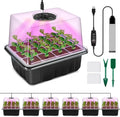 YAUNGEL Seed Starter Tray with Grow Light, 6 Pack Seed Starter Kit with Timing Controller Adjustable Brightness, Thicken Seedling Starter Trays with Humidity Domes Heightened Lids, Black by YAUNGEL