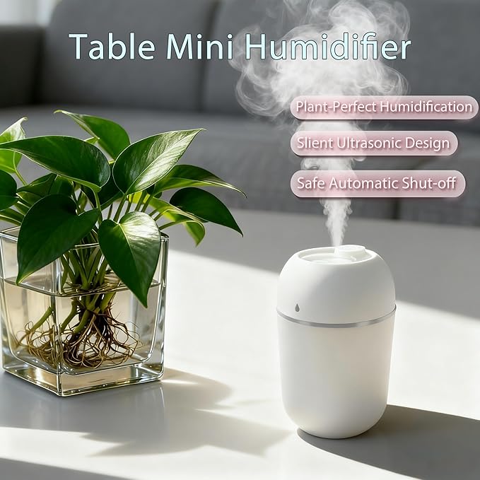 3 Pcs 330ml Small Cool Mist Humidifiers for Bedroom Indoor,Personal Mini Air Humidifier Easy Clean for Plants,Vaporizer for Congestion Portable,Desk Humidifiers for Office Bedside Nightstand Home - Image 2