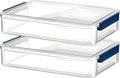 2 Pcs Plastic Portable Project Case, Clear Stackable Storage Boxes Organizer for A4 Files, Scrapbooks, Art Supplies (‎Blue Latch, Large) by RHONZHAO
