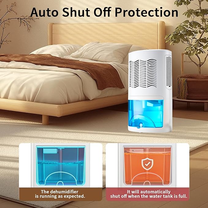 Dehumidifier for Home with Colorful Light Auto Shut Off Protection Ideal for Bedroom and Basement 2 Working Modes Daytime and Nighttime Efficient Moisture Removal System - Image 6