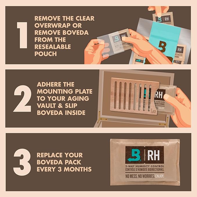 Boveda Cedar Wood Humidity Pack Holder for Storage Box - For Use With Two Size 60 Boveda Packs (Sold Separately) - Includes Magnetic and Removable Tape Mounting Kits – 1 Count - Image 4