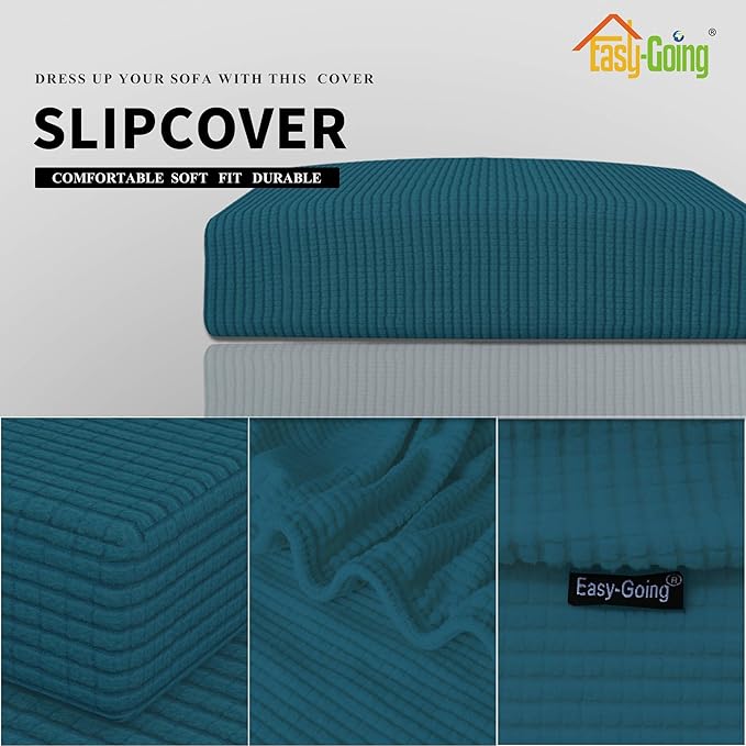 Easy-Going Stretch Loveseat Cushion Cover Sofa Cushion Furniture Protector Sofa Seat Sofa Slipcover Sofa Cover Soft Flexibility with Elastic Bottom(Loveseat Cushion, Peacock Blue) - Image 6