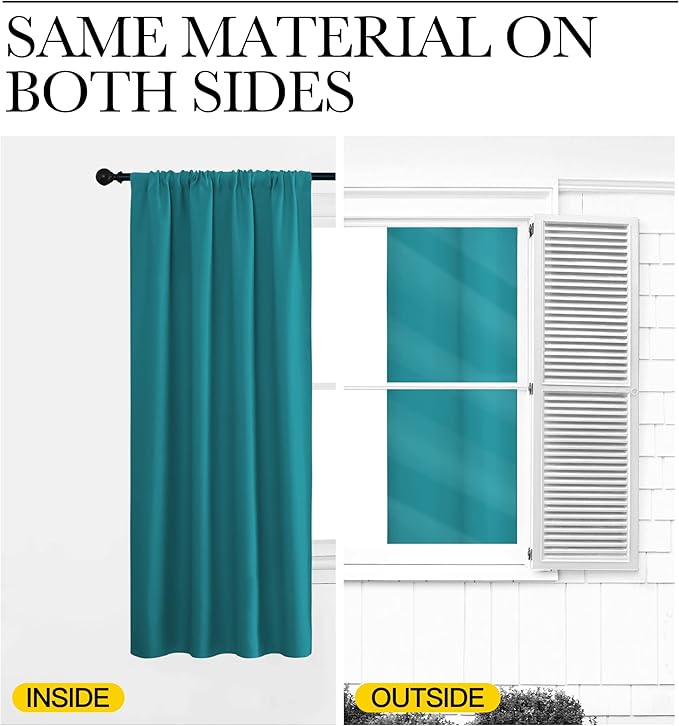 NICETOWN Blackout Curtains for Bedroom, Blackout Curtain Panels, Peacock Blue, 1 Pair, 70 by 63-inch, Window Treatment Energy Saving Thermal Insulated Solid Rod Pocket Blackout Drapes/Draperies - Image 5