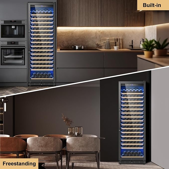 Upgraded 190 Bottles Wine Cooler Refrigerator,24 Inch Wide Wine Fridge with Professional Temperature Control System,Freestanding or Built-in installation, Quiet Operation,Black - Image 8