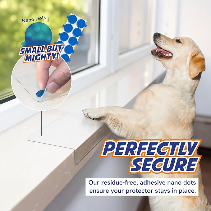 Panther Armor Window Sill Protector 2 Pack, Window Sill Cover and Windowsill Protector for Dogs and Cats, Clear Window Ledge Protector, Fits 29.5 x 3.25 Inch Sills, Easy Stick On Install, Large - Image 5