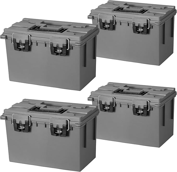 Sheffield 12766 XL Storage Bins With Lids, 4-Pack Stackable Storage Bins, Made in USA, Lockable and Water-Resistant Containers with Lids, Plastic Containers for Home, Classroom, and Dorm by Sheffield