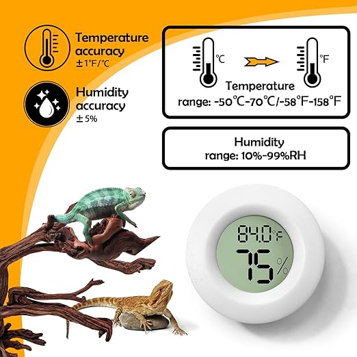 2 PCS White Reptile Thermometer and Humidity Gauge for Bearded Dragon Tank Accessories, Reptile Tank Accessories for Jumping Spider, Leopard Gecko, Hermit Crab, Gecko, Ball Python, Lizard - Image 4