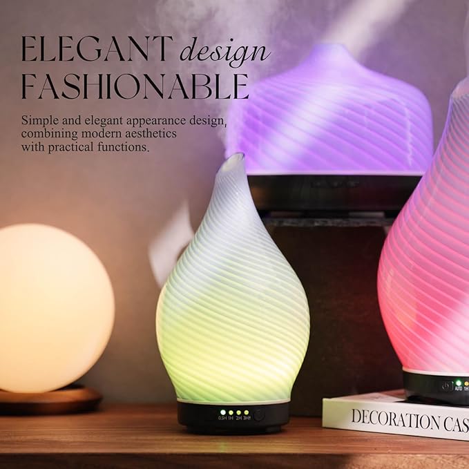 Porseme 150ml Essential Oil Diffuser Glass Color Changing Aroma Air Diffusers Aromatherapy Ultrasonic Cool Mist Humidifier 6 Running Hours Waterless Auto-Off for Sleeping Yoga Office Spa (Pure Purple) - Image 4