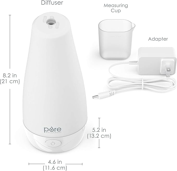 Pure Enrichment® PureSpa™ Essential Oil Diffuser - Compact Ultrasonic Aromatherapy Diffuser, Natural Air Deodorizer, 100ml Water Tank, and Optional Mood Light - Lasts Up to 7 Hours with Auto Shut-Off - Image 7