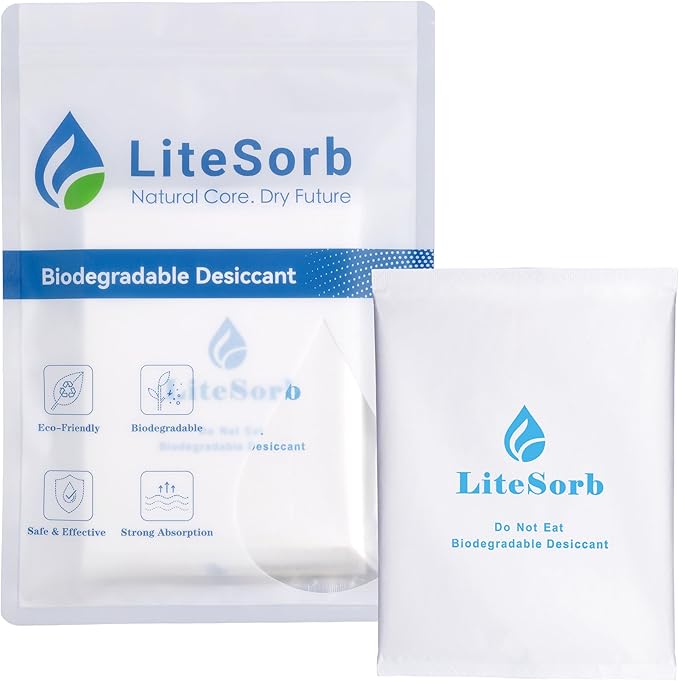 Natural Moisture Absorbers, Premium Moisture Absorption Desiccants Safe for Food, Luxury, Collectibles, Handbags, Shoes, Camera, Guitar Eco-Friendly & Biodegradable(30g x 4pcs) by LiteSorb