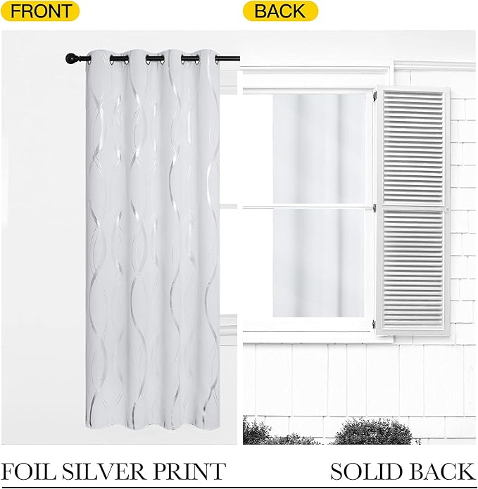 NICETOWN Greyish White Room Darkening Curtain Panels for Cafe and Kitchen, 42 by 40, Window Treatment Thermal Insulated Grommet Window Drapes for Bedroom, 2 Pieces - Image 6