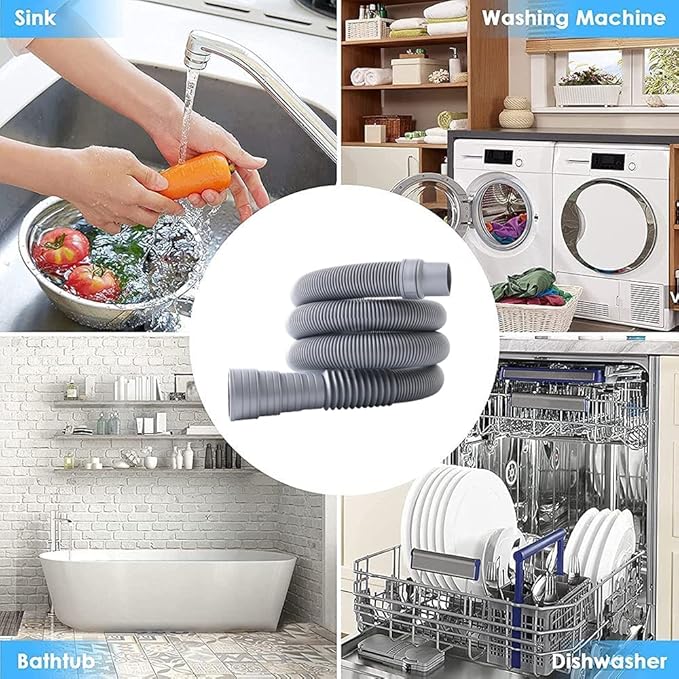 16.4ft Washing Machine Drain Hose, Universal Drain Hose Extension Kit for Washer, Dishwasher, Flexible Discharge Hose for LG/ GE/ Samsung, Fit up to 1-1/2 Inch Drain Outlets (16.4) - Image 8