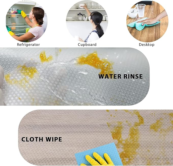 9 Pack Washable Waterproof Fridge Liners and Drawer Mats, Refrigerator Shelving Pads in White - Image 3