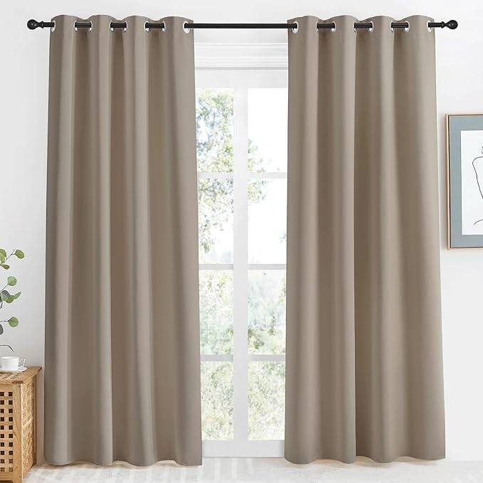 NICETOWN Taupe Blackout Curtain 86" Length, W55 x L86 Inch, 8 Grommets Top, 1 Piece, Thermal Insulated Modern Window Treatment Soundproof Drape Panel for Bedroom/Living Room by NICETOWN