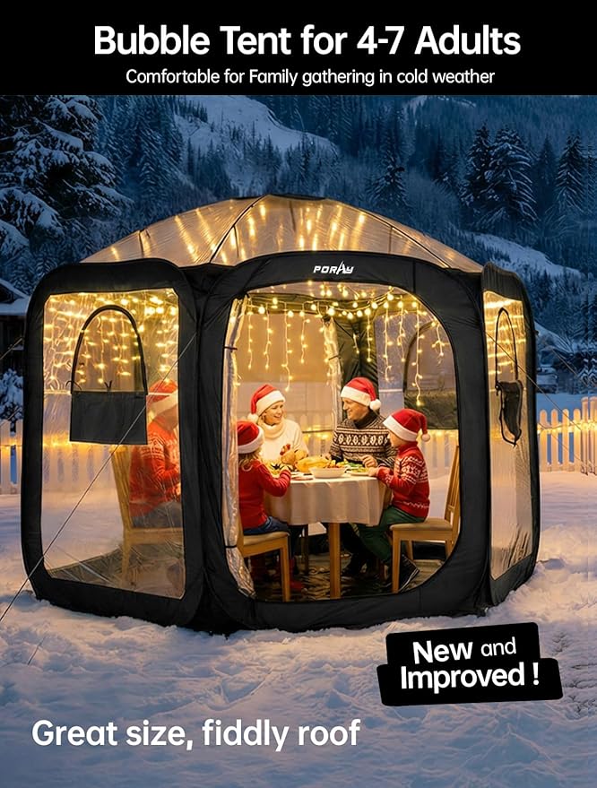 Porayhut Pop Up Greenhouse Tent,Portable Large Walk-in Plant House 10’X10’ ,Indoor Outdoor Gardening Plant Sunshine Room with PVC Mesh Cloth Cover for Protecting Plant from Cold Frost & Birds - Image 2
