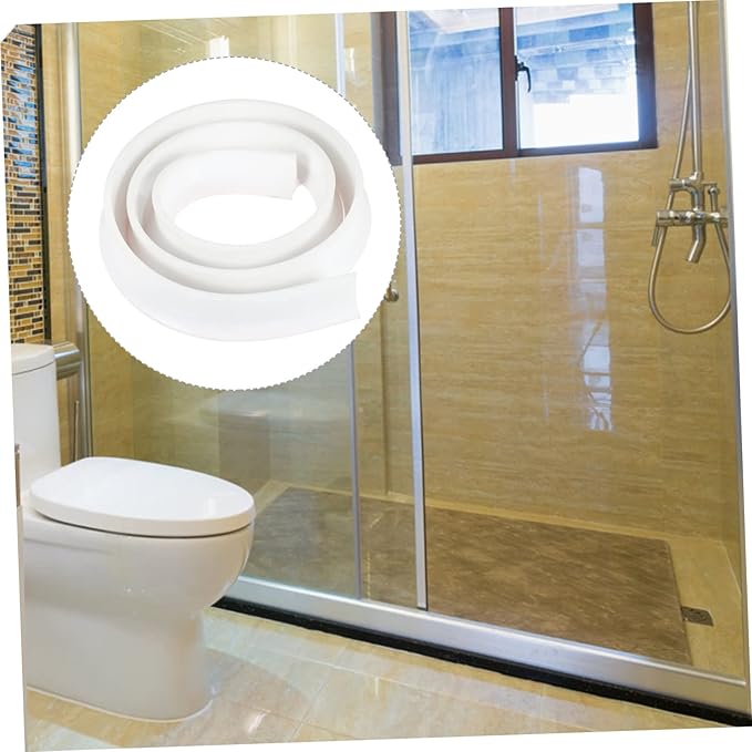 jojofuny 3m Toilet Water Retaining Strip Self-adhesive Bathroom Baffle for Showers and Countertops Silicone Barrier for Kitchens and Bathtubs Easy to Clean and - Image 2
