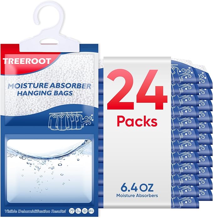 24 Pack Moisture Absorbers for Closet, 6.4OZ Hanging Closet Dehumidifier Bags, Hanging Humidity Absorber in Wardrobes, Kitchens and Bathrooms by Unknown