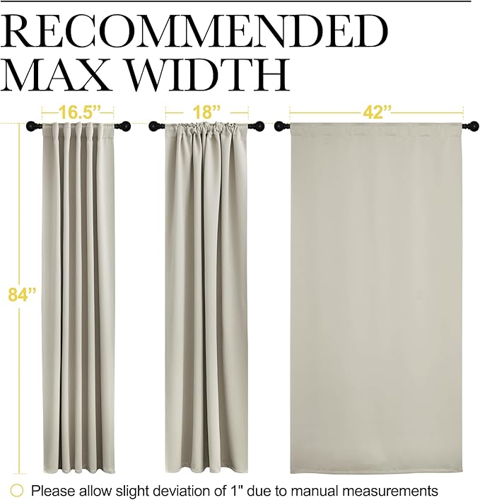 NICETOWN Blackout Curtain Panels Window Draperies - (Natural Color) 42-Inch Wide x84-Inch Long, 2 Pieces, Home Decoration Light & Noise Reducing Window Covering Room Darkening Drapes for Bedroom - Image 7