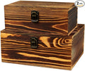 Wood Boxes Wooden Storage Box Treasure Chest Memory Hobby Preservation Rustic Decorative Archival Organizer with Latch Lock for Jewelry Keepsake Gadget Trinkets Letter Cash Tea Photo 2 Pack by BigHala