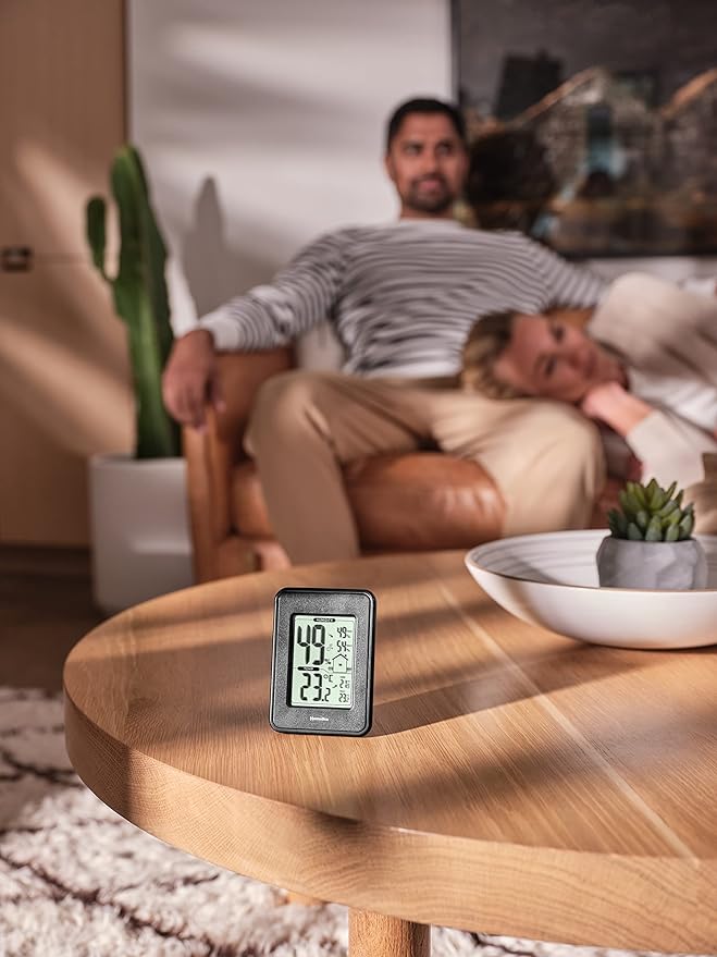Homedics HM100 Indoor Humidity Monitor, Easy-Read Hygrometer to Monitor Indoor Air Comfort, Fahrenheit and Celsius, Battery-Operated Room Thermometer for Home - Image 2