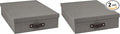 Bigso Oskar Canvas Fiberboard Document Letter Box - File Organizer Box for Important Paperwork - Document Storage with a Lid & Leather Handle - 3.3 in x 10.2 in x 13.8 in - Gray (Pack of 2) by Bigso