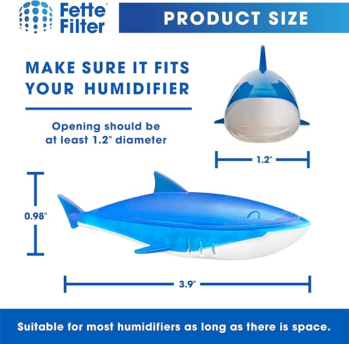 Fette Filter - Humidifier Cleaner in The Shape of a Shark, Demineralization Float Compatible with Most Humidifier and Fish Tank, Eliminates White Dust and Reduce Odor - Pack of 3 - Image 5