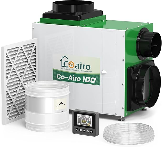 Whole House Dehumidifier, 180 Pint with Fresh Air Function with Controller, Commercial Dehumidifier with Drain Hose Up to 2300 sq. ft. for Grow Tent, Whole House, Commercial, Basement by Coairo