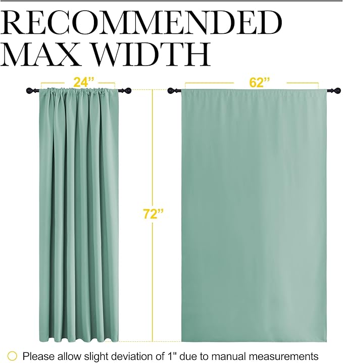 NICETOWN 2 Panels Blackout Curtains, Rod Pocket Window Curtains Room Darkning Drapes for Bedroom/Living Room, Thermal Insulated Solid Draperies for Home Office/Study, 62 by 72-Inch, Aqua - Image 4