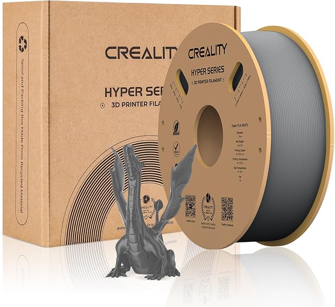 Creality Hyper 3D Printer PLA Gray Filament High Speed Printing 1.75mm 2.2lbs Spool ±0.03mm Dimensional Accuracy Flow Durable Resistant Smooth for Ender 3 v3 Plus KE K1 Max K1C 3D Printers by Creality