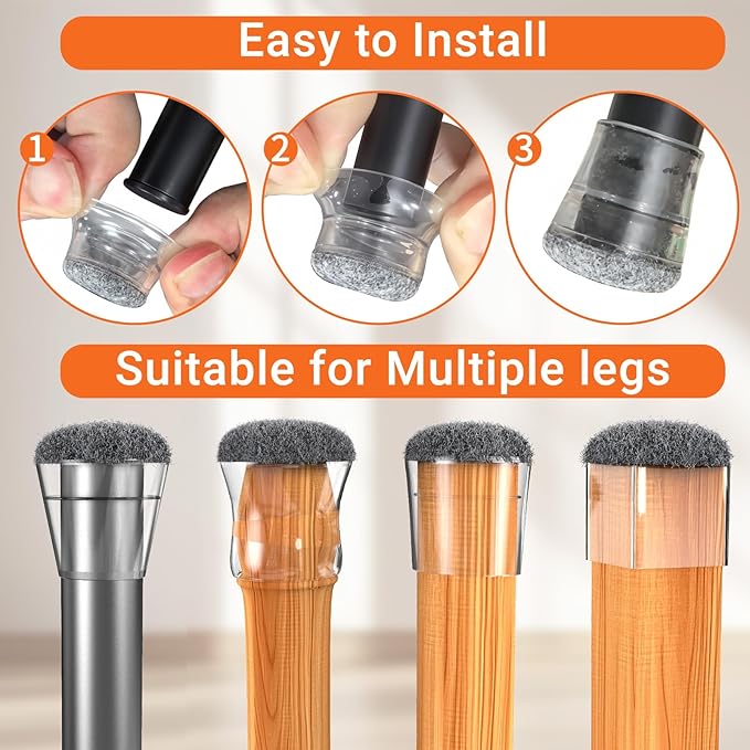 24 Pcs Silicone Chair Leg Floor Protectors Extra Small，Grey Chair Leg Covers to Protect Wood/Tile/Floors Scratches,Felt Pads Chair Leg Caps No Noise - Image 6